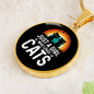 Girl Who Loves Cats Black Circle Necklace Stainless Steel or 18k Gold 18-22"-Express Your Love Gifts