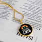 Girl Who Loves Cats Black Circle Necklace Stainless Steel or 18k Gold 18-22"-Express Your Love Gifts