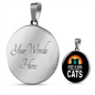 Girl Who Loves Cats Black Circle Necklace Stainless Steel or 18k Gold 18-22"-Express Your Love Gifts