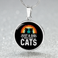 Girl Who Loves Cats Black Circle Necklace Stainless Steel or 18k Gold 18-22"-Express Your Love Gifts