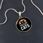 Girl Who Loves Cats Black Circle Necklace Stainless Steel or 18k Gold 18-22"-Express Your Love Gifts