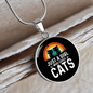 Girl Who Loves Cats Black Circle Necklace Stainless Steel or 18k Gold 18-22"-Express Your Love Gifts