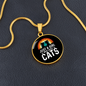 Girl Who Loves Cats Black Circle Necklace Stainless Steel or 18k Gold 18-22"-Express Your Love Gifts