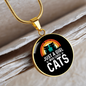 Girl Who Loves Cats Black Circle Necklace Stainless Steel or 18k Gold 18-22"-Express Your Love Gifts