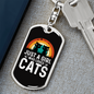 Girl Who Loves Cats Black Keychain Stainless Steel or 18k Gold Dog Tag Keyring-Express Your Love Gifts
