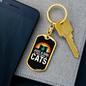 Girl Who Loves Cats Black Keychain Stainless Steel or 18k Gold Dog Tag Keyring-Express Your Love Gifts