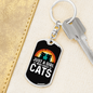 Girl Who Loves Cats Black Keychain Stainless Steel or 18k Gold Dog Tag Keyring-Express Your Love Gifts