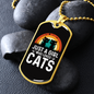 Girl Who Loves Cats Black Necklace Stainless Steel or 18k Gold Dog Tag 24" Chain-Express Your Love Gifts