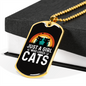 Girl Who Loves Cats Black Necklace Stainless Steel or 18k Gold Dog Tag 24" Chain-Express Your Love Gifts