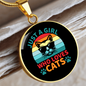 Girl Who Loves Cats Circle Necklace Stainless Steel or 18k Gold 18-22"-Express Your Love Gifts