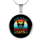 Girl Who Loves Cats Circle Necklace Stainless Steel or 18k Gold 18-22"-Express Your Love Gifts