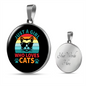 Girl Who Loves Cats Circle Necklace Stainless Steel or 18k Gold 18-22"-Express Your Love Gifts
