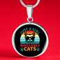 Girl Who Loves Cats Circle Necklace Stainless Steel or 18k Gold 18-22"-Express Your Love Gifts