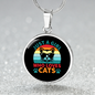 Girl Who Loves Cats Circle Necklace Stainless Steel or 18k Gold 18-22"-Express Your Love Gifts