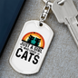 Girl Who Loves Cats Keychain Stainless Steel or 18k Gold Dog Tag Keyring-Express Your Love Gifts