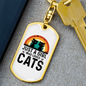 Girl Who Loves Cats Keychain Stainless Steel or 18k Gold Dog Tag Keyring-Express Your Love Gifts