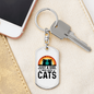 Girl Who Loves Cats Keychain Stainless Steel or 18k Gold Dog Tag Keyring-Express Your Love Gifts