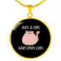 Girl Who Loves Cute Cats Circle Necklace Stainless Steel or 18k Gold 18-22"-Express Your Love Gifts