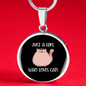 Girl Who Loves Cute Cats Circle Necklace Stainless Steel or 18k Gold 18-22"-Express Your Love Gifts