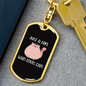 Girl Who Loves Cute Cats Keychain Stainless Steel or 18k Gold Dog Tag Keyring-Express Your Love Gifts