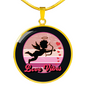 Girlfriend Gift Cupid Love Vibes Circle Necklace Stainless Steel or 18k Gold 18-22-Express Your Love Gifts