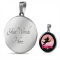Girlfriend Gift Cupid Love Vibes Circle Necklace Stainless Steel or 18k Gold 18-22-Express Your Love Gifts