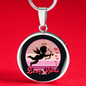 Girlfriend Gift Cupid Love Vibes Circle Necklace Stainless Steel or 18k Gold 18-22-Express Your Love Gifts