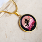 Girlfriend Gift Cupid Love Vibes Circle Necklace Stainless Steel or 18k Gold 18-22-Express Your Love Gifts