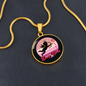 Girlfriend Gift Cupid Love Vibes Circle Necklace Stainless Steel or 18k Gold 18-22-Express Your Love Gifts