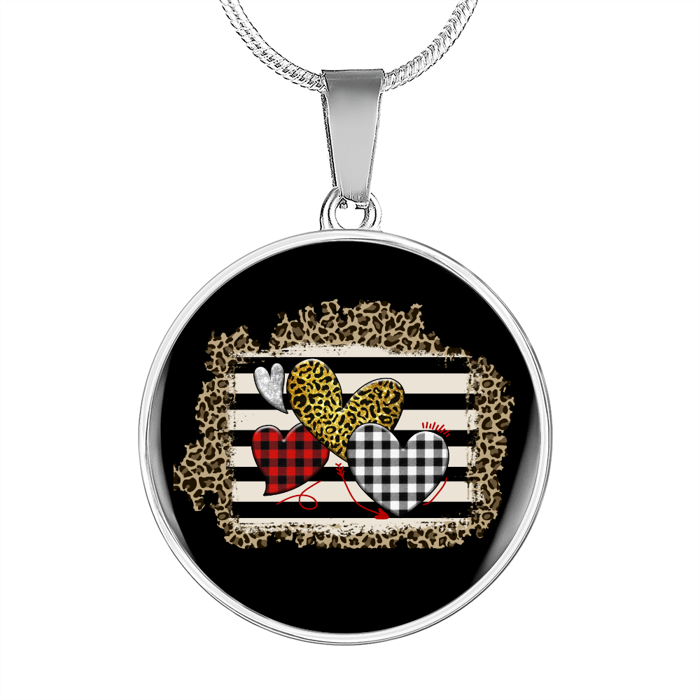 Girlfriend Gift Love Hearts Circle Necklace Stainless Steel or 18k Gold 18-22-Express Your Love Gifts
