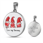 Girlfriend Gift Love My Gnomies Circle Necklace Stainless Steel or 18k Gold 18-22-Express Your Love Gifts