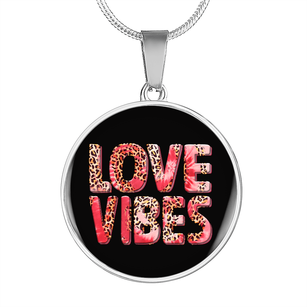 Girlfriend Gift Love Vibes Circle Necklace Stainless Steel or 18k Gold 18-22-Express Your Love Gifts