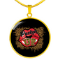 Girlfriend Gift Pucker Up Circle Necklace Stainless Steel or 18k Gold 18-22-Express Your Love Gifts