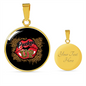 Girlfriend Gift Pucker Up Circle Necklace Stainless Steel or 18k Gold 18-22-Express Your Love Gifts