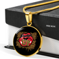 Girlfriend Gift Pucker Up Circle Necklace Stainless Steel or 18k Gold 18-22-Express Your Love Gifts