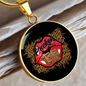Girlfriend Gift Pucker Up Circle Necklace Stainless Steel or 18k Gold 18-22-Express Your Love Gifts
