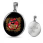 Girlfriend Gift Pucker Up Circle Necklace Stainless Steel or 18k Gold 18-22-Express Your Love Gifts