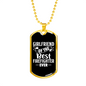 Girlfriend Of Best Firefighter Gift Stainless Steel or 18k Gold Dog Tag 24" Chain-Express Your Love Gifts