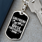 Girlfriend Of Best Firefighter Keychain Stainless Steel or 18k Gold Dog Tag Keyring-Express Your Love Gifts