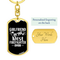 Girlfriend Of Best Firefighter Keychain Stainless Steel or 18k Gold Dog Tag Keyring-Express Your Love Gifts
