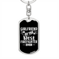 Girlfriend Of Best Firefighter Keychain Stainless Steel or 18k Gold Dog Tag Keyring-Express Your Love Gifts