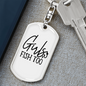 Girls Fish Too Fishing Keychain Stainless Steel or 18k Gold Dog Tag Keyring-Express Your Love Gifts