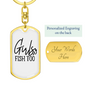 Girls Fish Too Fishing Keychain Stainless Steel or 18k Gold Dog Tag Keyring-Express Your Love Gifts