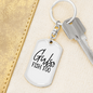 Girls Fish Too Fishing Keychain Stainless Steel or 18k Gold Dog Tag Keyring-Express Your Love Gifts