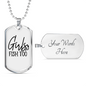 Girls Fish Too Fishing Necklace Stainless Steel or 18k Gold Dog Tag 24" Chain-Express Your Love Gifts