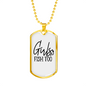 Girls Fish Too Fishing Necklace Stainless Steel or 18k Gold Dog Tag 24" Chain-Express Your Love Gifts