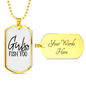 Girls Fish Too Fishing Necklace Stainless Steel or 18k Gold Dog Tag 24" Chain-Express Your Love Gifts
