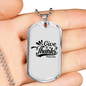 Give Thanks Psalm 105:1 Necklace Stainless Steel or 18k Gold Dog Tag 24" Chain-Express Your Love Gifts
