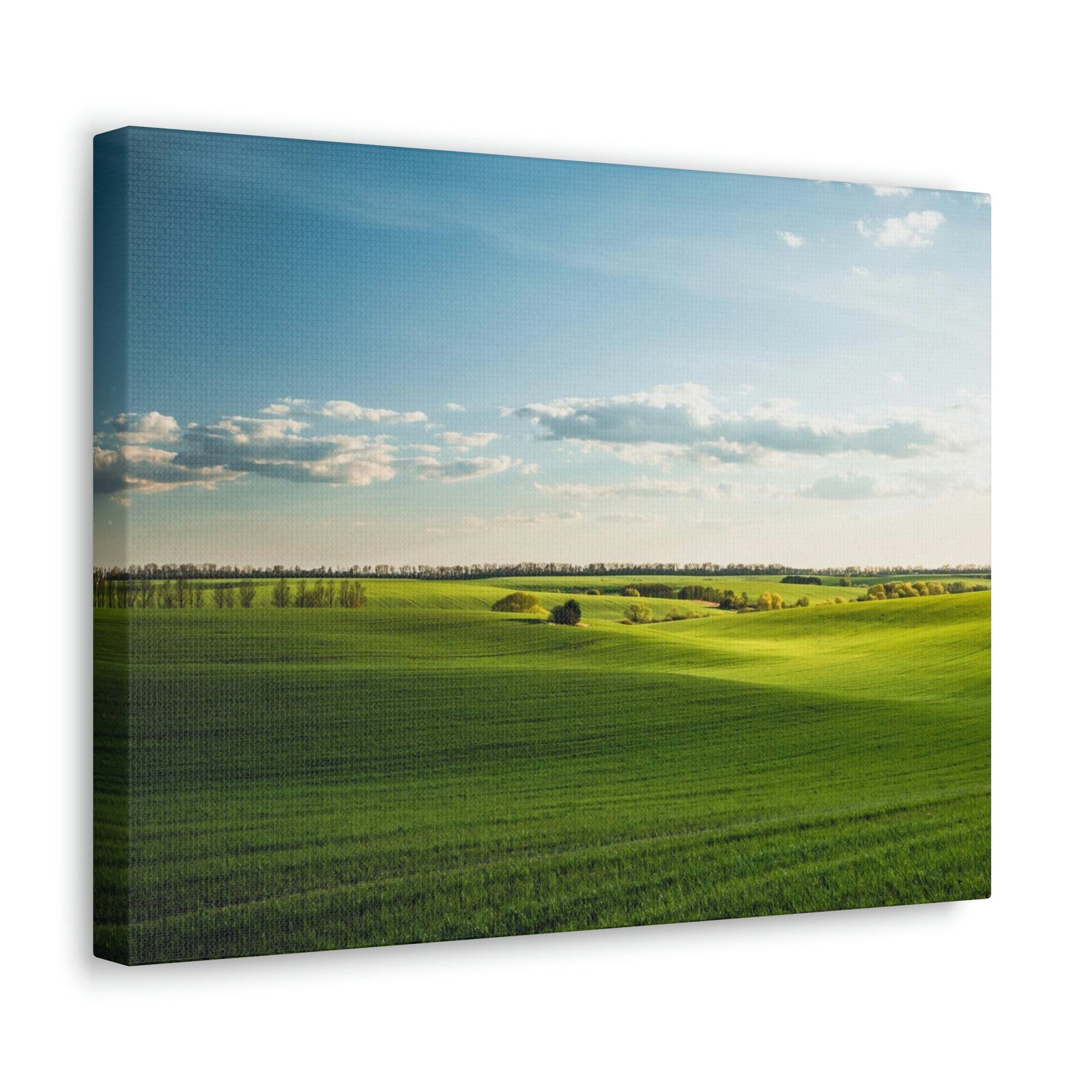 Glamorous Green Wavy Fields Scene Beautiful Astonishing and Splendid Farm Beauty Nature Scene Summer on the Farm Wall Art Ready to Hang Unframed-Express Your Love Gifts