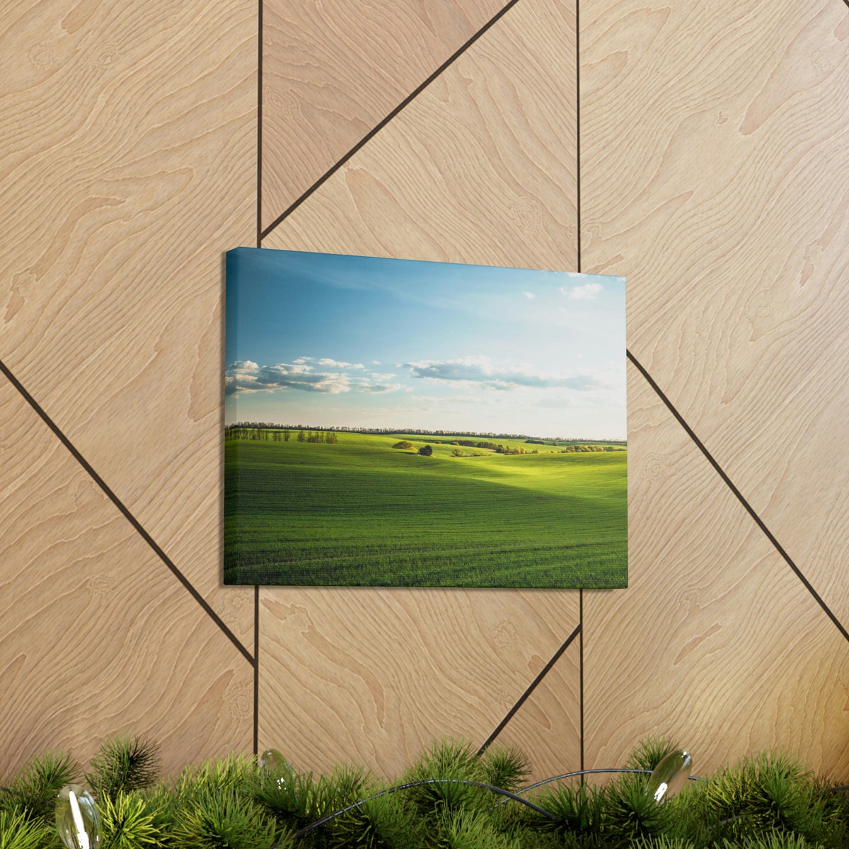Glamorous Green Wavy Fields Scene Beautiful Astonishing and Splendid Farm Beauty Nature Scene Summer on the Farm Wall Art Ready to Hang Unframed-Express Your Love Gifts